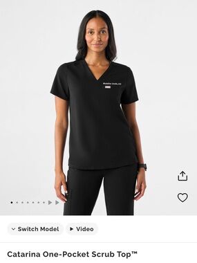 Figs Catalina One-Pocket Scrub Top - Black